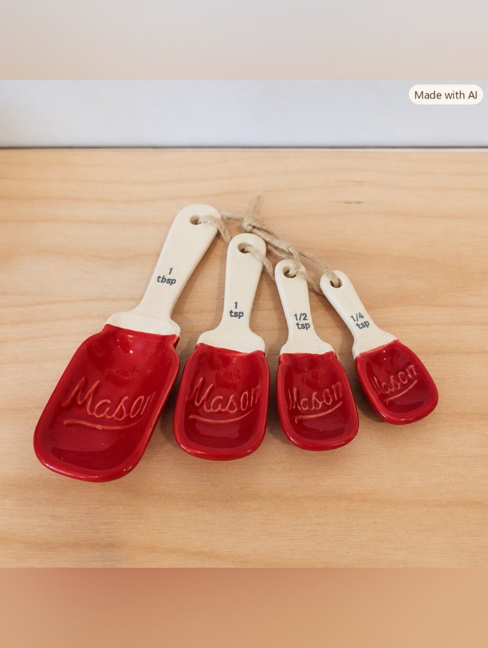 Mason Red Ceramic Measuring Spoon Set by